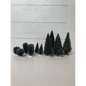 Department 56 Frosted Christmas Trees Set of 10 Bottlebrush Village Decoration